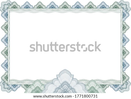 Classic guilloche border frame background for diploma or certificate with protective ornament