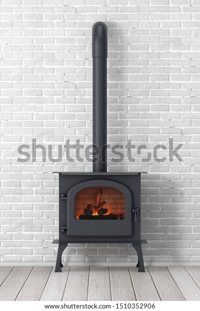Classic Home Fireplace Stove Chimney Pipe Stock Illustration