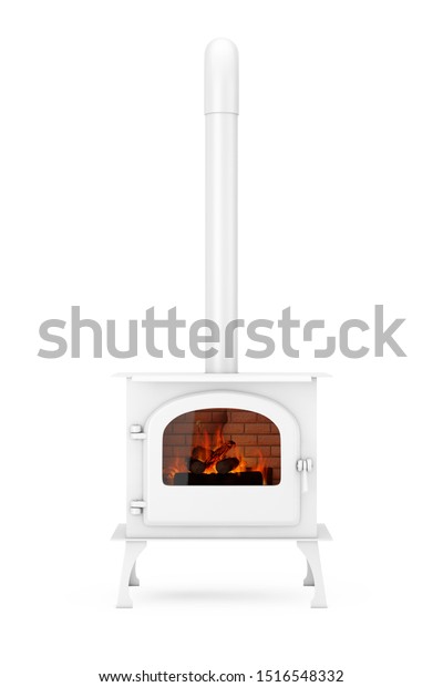 Classic Home Fireplace Stove Chimney Pipe Stock Illustration