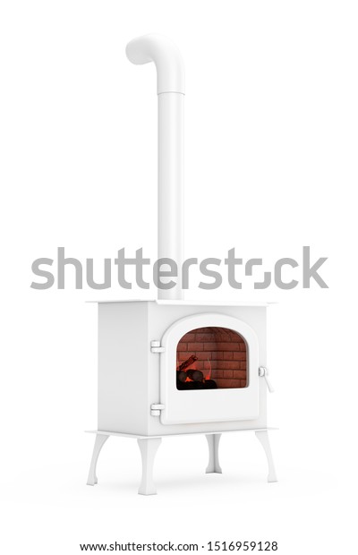 Classic Home Fireplace Stove Chimney Pipe Stock Illustration