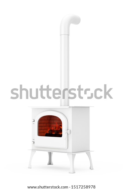 Classic Home Fireplace Stove Chimney Pipe Stock Illustration
