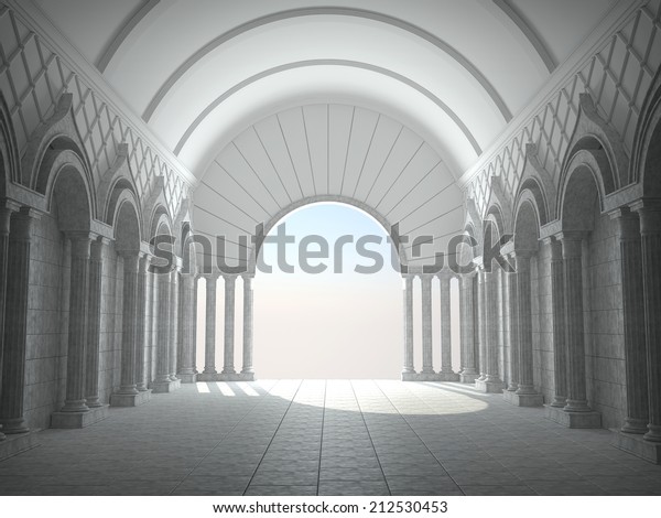 Classic Interior Arches Columns Stock Illustration 212530453
