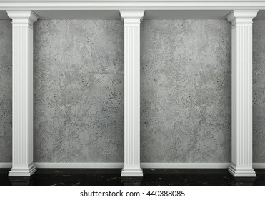 Classic interior with column. 3d rendering