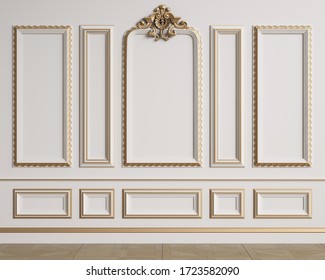 Classic Interior Wall Mouldingsfloor Parquet Herringbonedigital Stock ...
