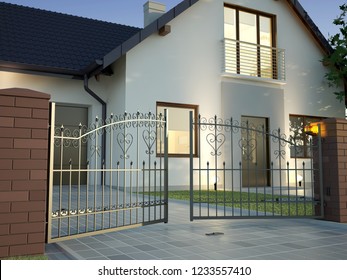 Classic Iron Gate - House 6, 3D illustration