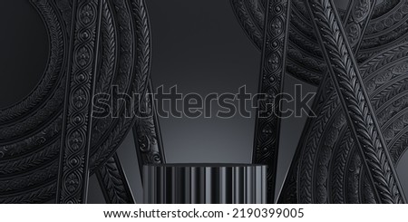 Classic luxury black podium cosmetic background for branding and product presentation.3d rendering illustration Foto stock © 