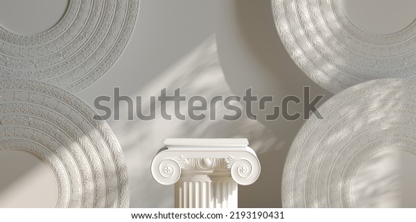 Classic luxury podium product\
background. 3d podium classic style and nature light shadow white\
background for branding presentation. 3d rendering\
illustration