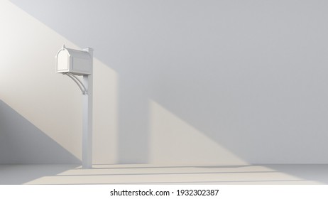 classic mailbox post in a beam of light. 3d rendering