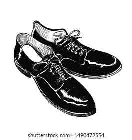Classic Male Shoes Ink Black White Stock Illustration 1490472554 ...