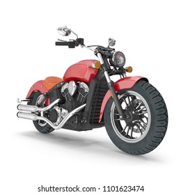 Classic Motorbike Isolated On White. 3D Illustration