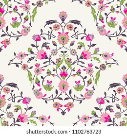 Classic Otoman Turkish style seamless pattern, traditional islamic motif with leaves and flowers - raster version