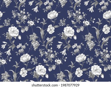 Classic Popular Flower Seamless pattern background - For easy making seamless pattern use it for filling any contours