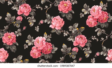 Classic Popular Flower Seamless Pattern Background - For Easy Making Seamless Pattern Use It For Filling Any Contours