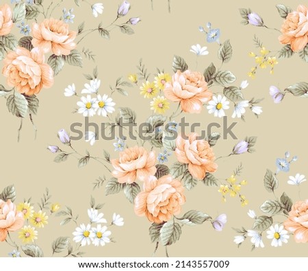 Classic Popular Flower Seamless pattern background - For easy making seamless pattern use it for filling any contours