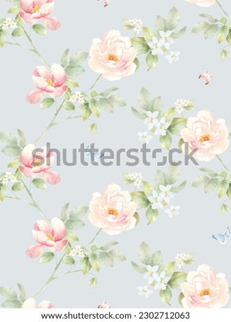 Classic Popular Flower Seamless pattern background.Perfect for wallpaper, fabric design, wrapping paper, surface textures, digital paper.

