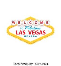 Classic Retro Welcome To Las Vegas Sign. Simple Modern Flat Style Illustration.