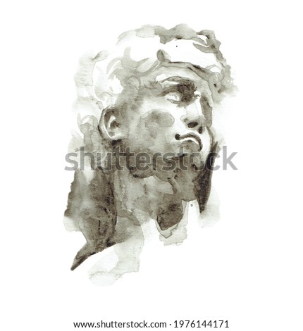 Classic roman man painting watercolor Roman Black and white color