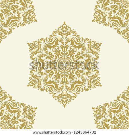 Classic seamless pattern. Damask orient golden ornament. Classic vintage background