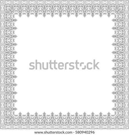 Classic square frame with arabesques and orient elements. Abstract fine ornament with place for text