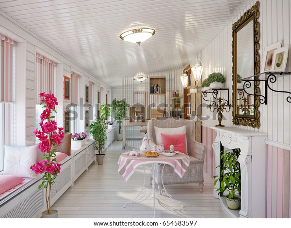 Classic Traditional Provence White Pink Colors Stock