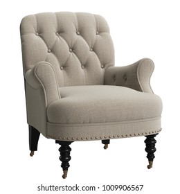 Classic Tufted Chair On White Background 3d Rendering