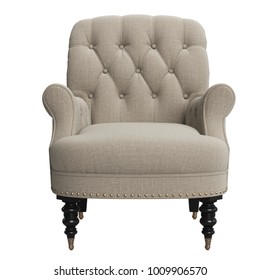 Classic Tufted Chair On White Background 3d Rendering