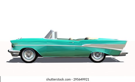 Classic US Car Oldtimer Cabriolet isolated on white background