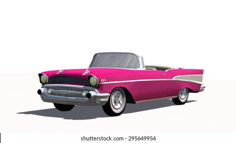 Classic US Car Oldtimer Cabriolet isolated on white background