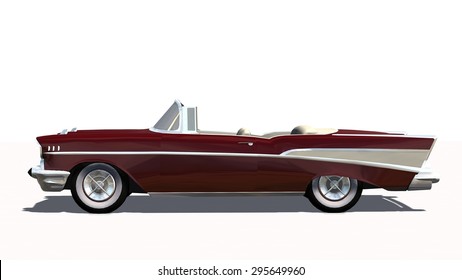 Classic US Car Oldtimer Cabriolet Isolated On White Background