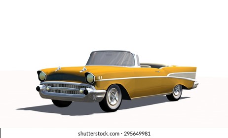 Classic US Car Oldtimer Cabriolet isolated on white background