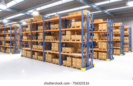 classic warehouse with pallet 3d rendering image