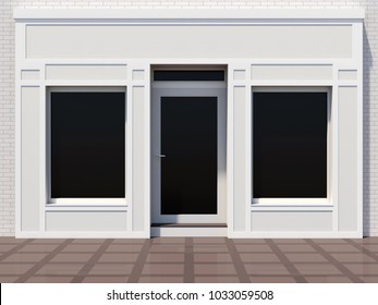 Classic white shopfront 3D render