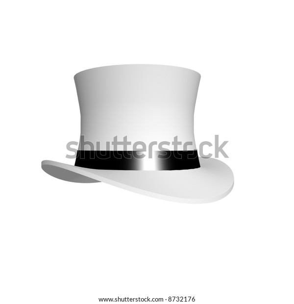 Classic White Top Hat Black Shiny Stock 