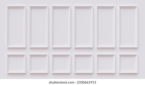 Classic white wainscot Retro wooden panel background. Wall beadboard wood decoration. 3d render    
