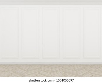 classic white wall with wood floor,3d render