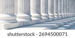 Classical columns and stairs, marble pillars row, white stone colonnade building facade detail, 3d illustration
