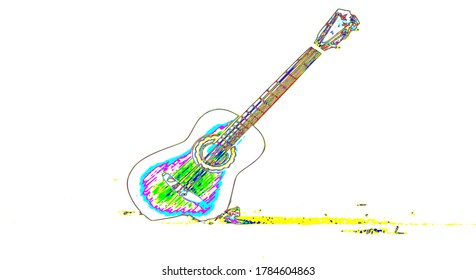 a classical guitar on a white background