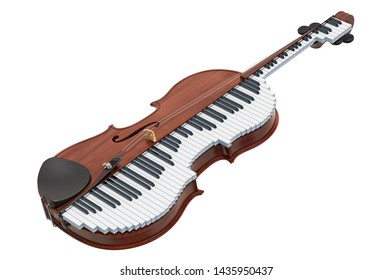 Classical Music Duet Concept. Violin And Piano, 3D Rendering Isolated On White Background