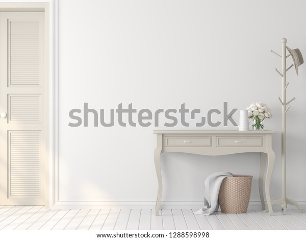 Classical Style White Empty Room Interior Stock Illustration 1288598998