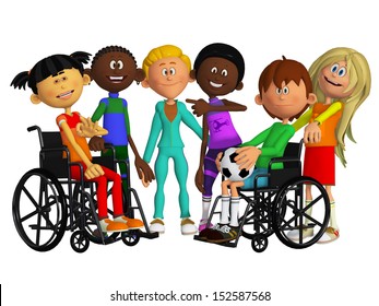 Classmates, friends with two  disabled children - Powered by Shutterstock