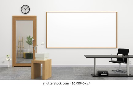 Classroom For Education With Whiteboard For Mockup 3d Rendering