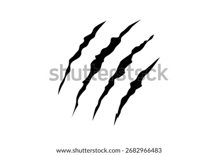 Claw mark vector silhouette set. Claws beast ripped marks.