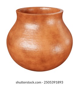 Clay pot jar isolated on white photo-realistic 3D rendered cutout object. Pottery, home decor, crafts, hobby or gamedev asset. Ceramic kitchen dishware. Eco-friendly natural material. - Powered by Shutterstock