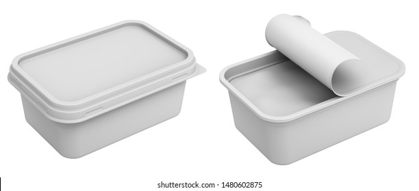  Clay Render Of Margarine Box Isolated On White Background - 3D Illustration