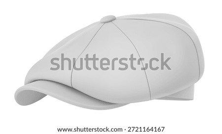 Clay render of  newsboy cap isolated on white background - 3D illustration
