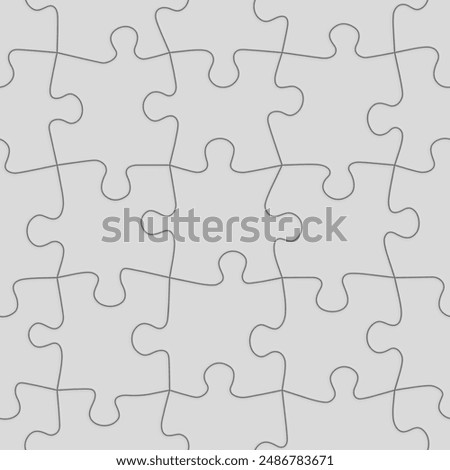 Clay render of seamless repeatable jigsaw puzzle pattern - 3D illustration