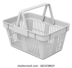 Clay Render Of Shopping Basket Isolated On White Background - 3D Illustration