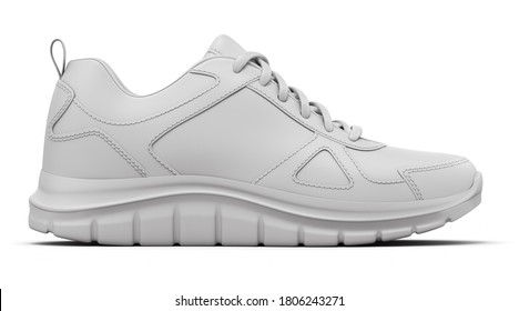 Clay render of side view sport shoe on white background - 3D illustration