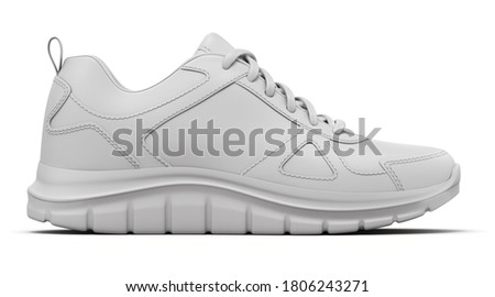 Clay render of side view sport shoe on white background - 3D illustration