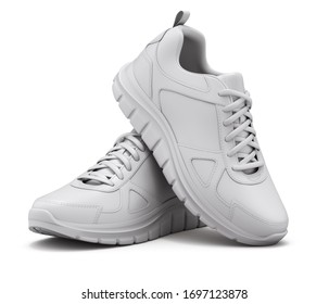 Clay render of sport shoes on white background - 3D illustration